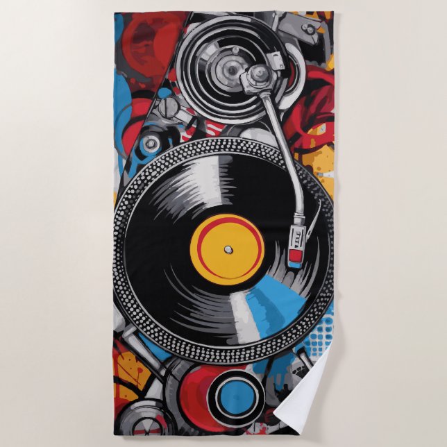 Serviette De Plage Platine de DJ pour disques vinyles Art (Devant)