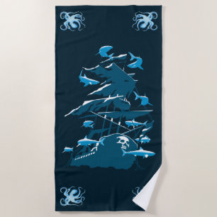 Serviette De Plage Plongée En Eaux Et Requins