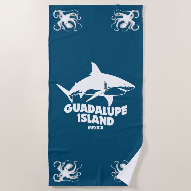 Serviette De Plage Plongée Sous-Marine Avec Requins Île De Guadalupe (Devant)