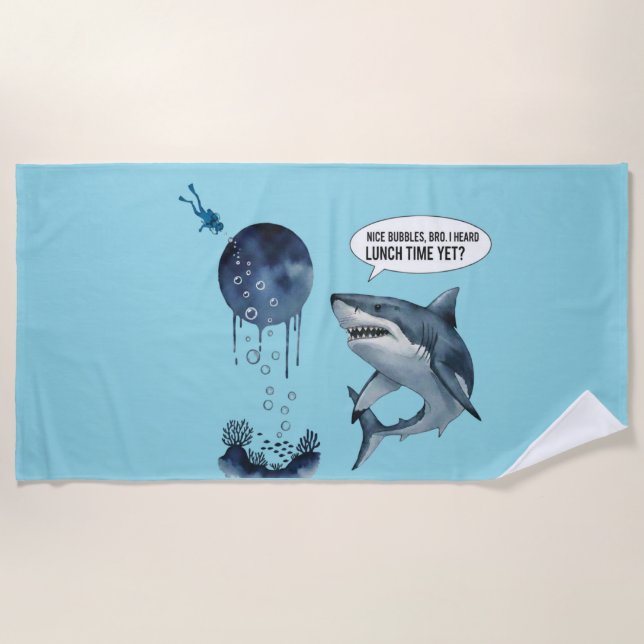 Serviette De Plage Plongeur de requin drôle heure de déjeuner jolies  (Devant)