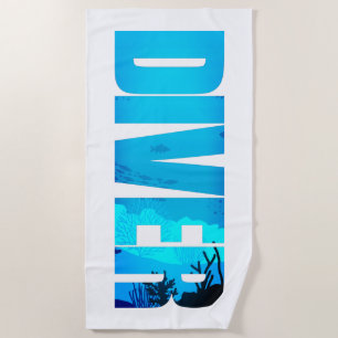 Serviette De Plage Plongeur : Plongée Typographie