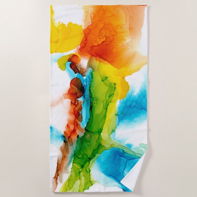 Serviette De Plage Plume primaire - Aquarelles (Devant)