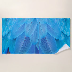 Serviette De Plage Plumes bleues turquoises du perroquet de Macaw