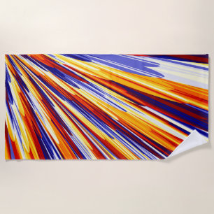 Serviette De Plage Plumes géométriques Abstraites orange bleu