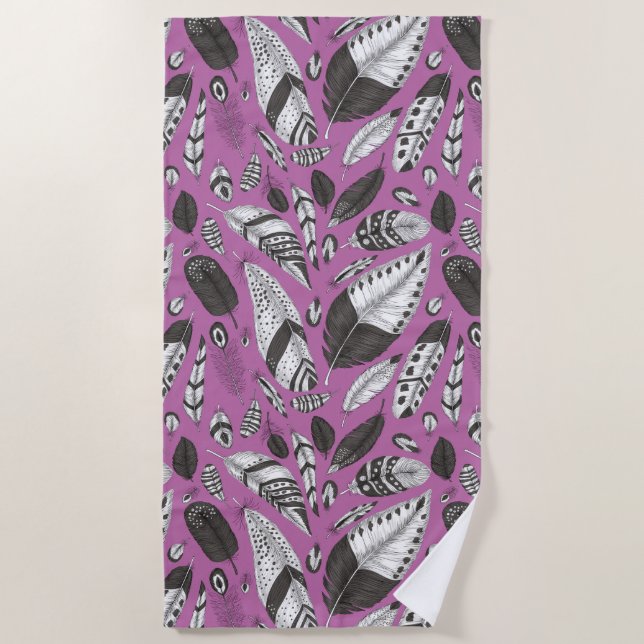Serviette De Plage Plumes motif (Devant)