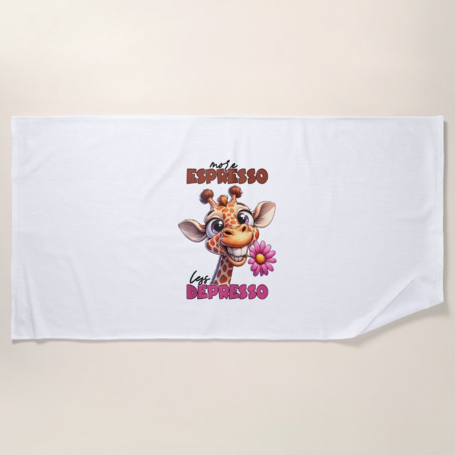 Serviette De Plage Plus espresso moins dépresso Spruch Kaffee Espress (Devant)