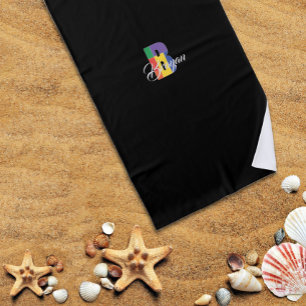 Serviette De Plage Plus mignon luxe couleur initiale B nom noir