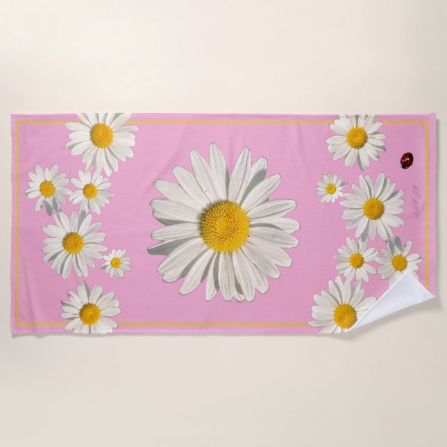 Serviette De Plage Pocket full of daisies beach towel.  (Devant)