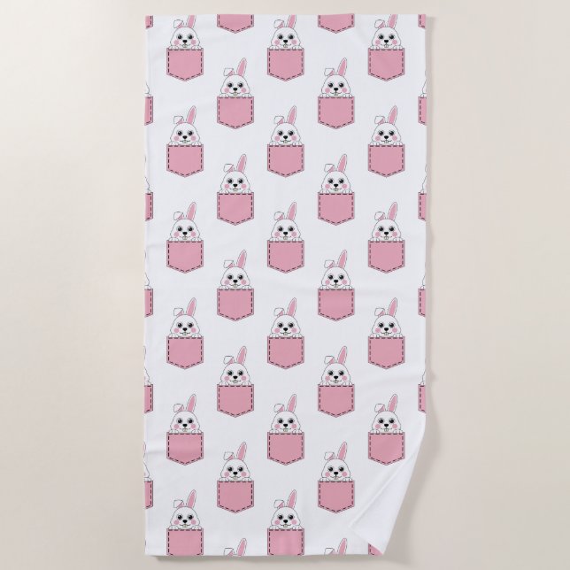 Serviette De Plage Pocket Pet Bunny Motif (Devant)