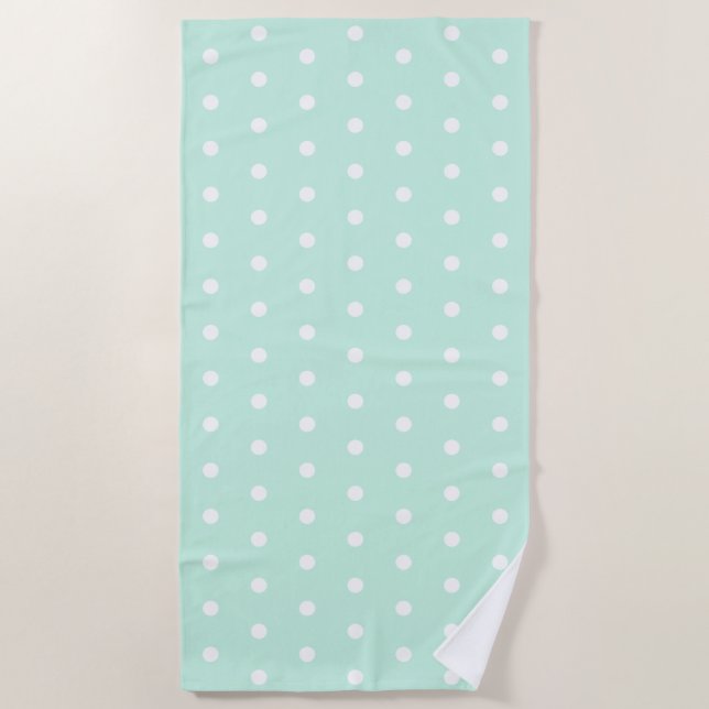 Serviette De Plage Point Polka vert de la menthe (Devant)