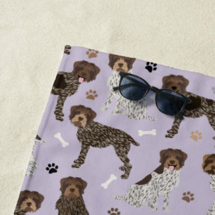 Serviette De Plage Pointeur à poils durs pattes et os de griffon