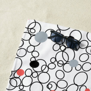 Serviette De Plage Points Cercles noirs noirs corail