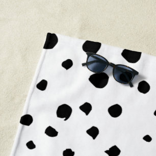 Serviette De Plage Points dalmatiens, Points dalmatiens, Noir et Blan