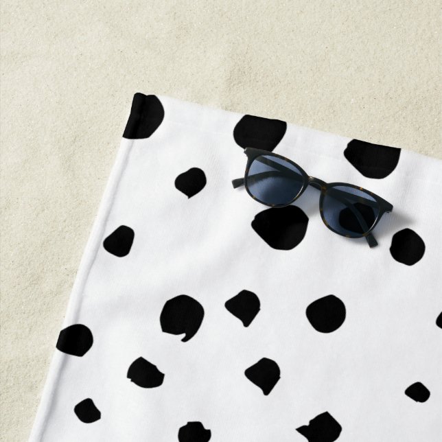 Serviette De Plage Points dalmatiens, Points dalmatiens, Noir et Blan (En situation)