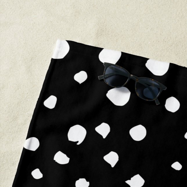 Serviette De Plage Points dalmatiens, Zones dalmatiennes, Noir et Bla (En situation)