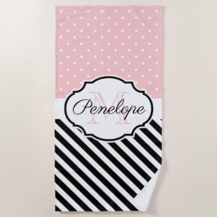 Serviette De Plage Points mignons et bandes