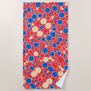 Serviette De Plage Points Rouges Et Bleus Sur Rouge 