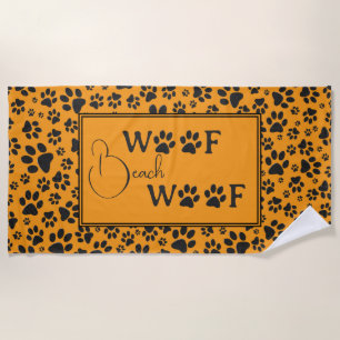 Serviette De Plage Pois de chien noir et blanc Pointe Polka sur dahli