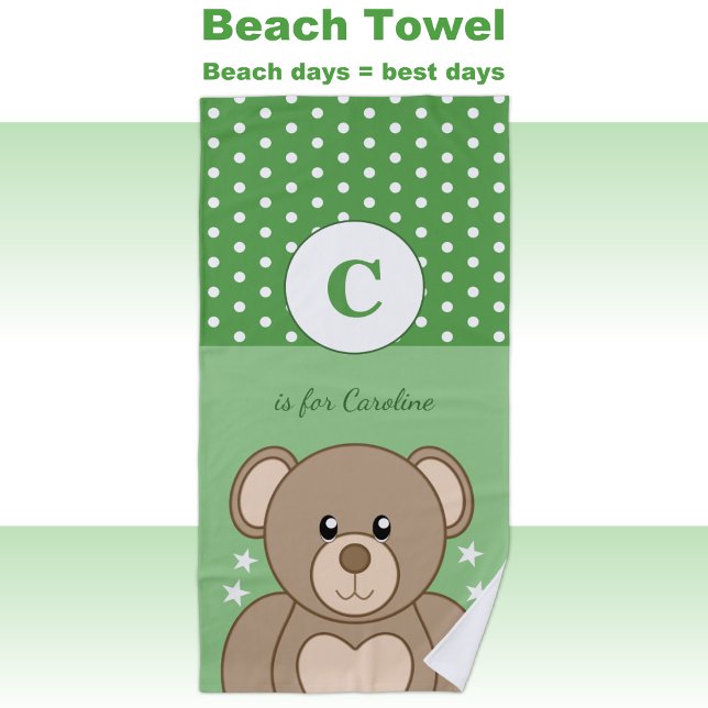 Serviette De Plage Pois en peluche mignonne étoiles vert et blanc (Créateur téléchargé)