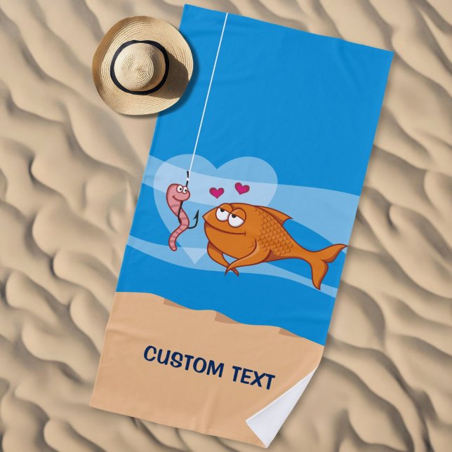 Serviette De Plage Poisson et appât en amour (Créateur téléchargé)