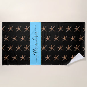 Serviette De Plage Poisson étoilée bleu marine Personnalisée