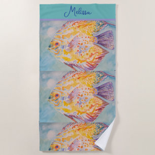 Serviette De Plage Poissons de mer colorés Océan Plage Nom de filles