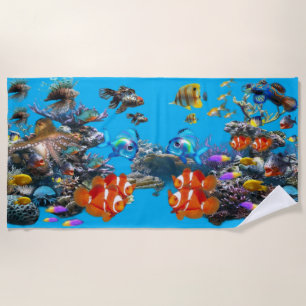 Serviette De Plage Poissons de récif de corail vintage