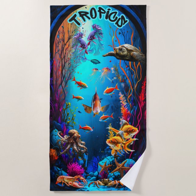 Serviette De Plage Poissons Tropicaux Sous La Mer (Devant)