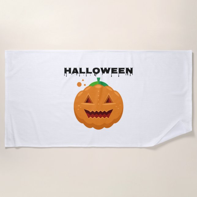 Serviette De Plage pomme d'halloween (Devant)
