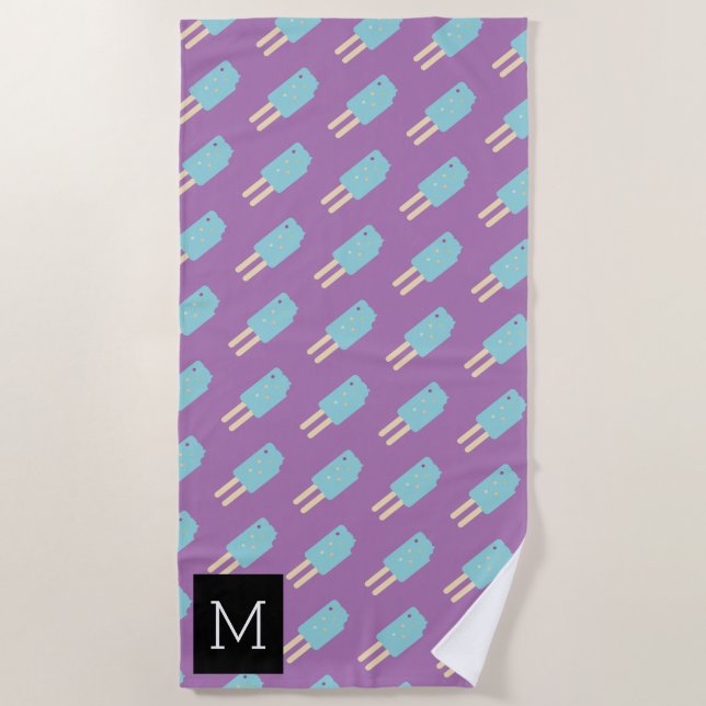 Serviette De Plage Pop de crème glacée rose d'été (Devant)