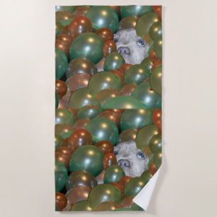 Serviette De Plage Pop Fest : Chiot Drôle Dans Les Ballons,