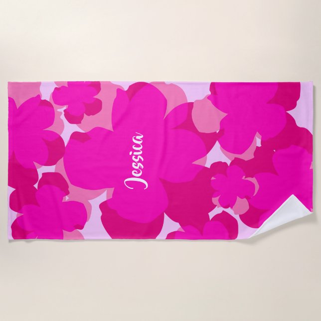 Serviette de plage Popflower rose (Devant)