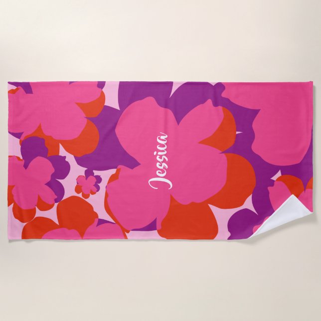 Serviette de plage Popflower rose/violet (Devant)
