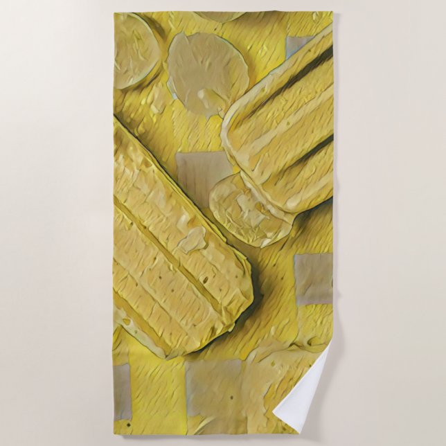 Serviette De Plage popsicle à cône de crème glacée jaune (Devant)