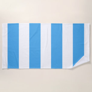 Serviette De Plage Populaire Happy Summer Bleu & Blanc Large bande