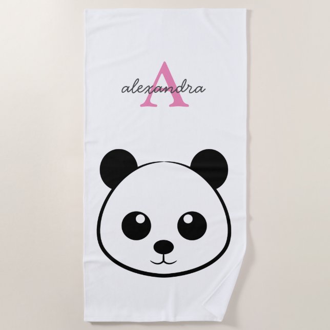 Serviette De Plage Porte-panda coutume Monogramme (Devant)