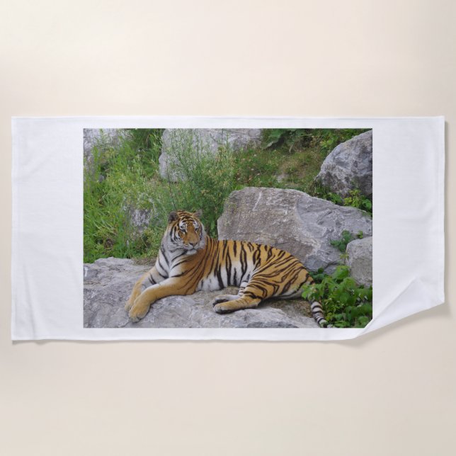 Serviette De Plage Portrait photo d'un tigre de Sibérie (Devant)