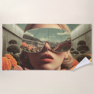 Serviette De Plage Portrait surréaliste avec des lunettes de soleil r