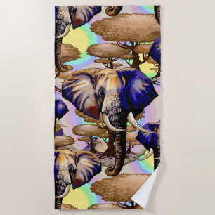 Serviette De Plage Portrait surréaliste de l'éléphant africain
