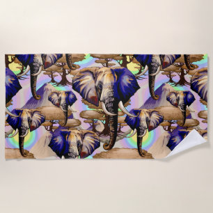 Serviette De Plage Portrait surréaliste de l'éléphant africain