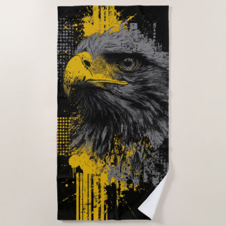 Serviette De Plage Portrait urbain grunge d'aigle majestueux