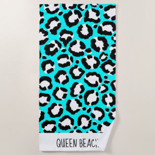 Serviette De Plage Poster de animal moderne Cyan Blue Leopard