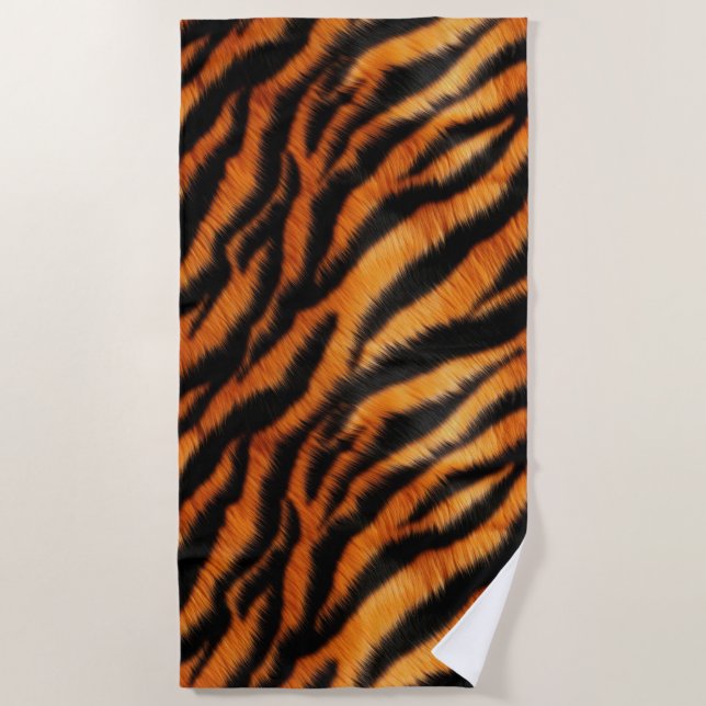 Serviette De Plage Poster de animal Orange Black Tiger Stripes (Devant)
