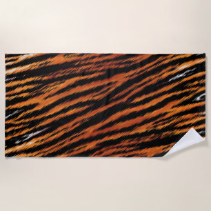 Serviette De Plage Poster de animal Orange Black Tiger Stripes