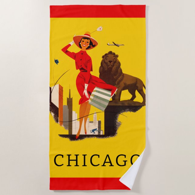 Serviette De Plage Poster de Chicago Windy City (Devant)