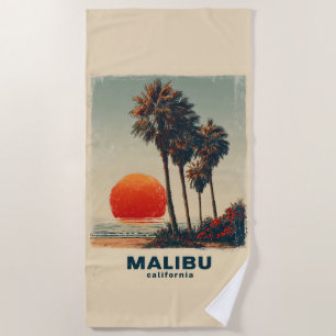 Serviette De Plage Poster du Vintage voyage Malibu California