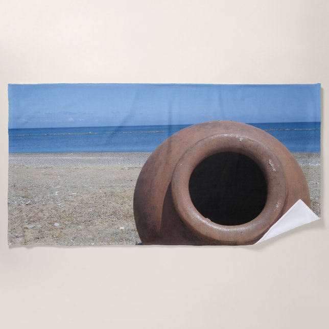 Serviette De Plage Pot grec traditionnel en terre cuite sur la plage (Devant)