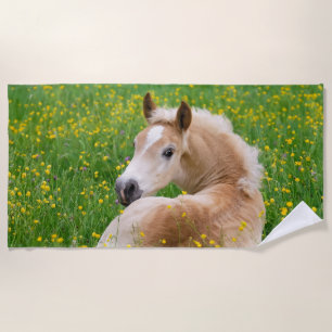 Serviette De Plage Poulain mignon de cheval de poney de Haflinger en