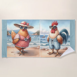 Serviette De Plage Poulets en maillots de bain en bord de mer