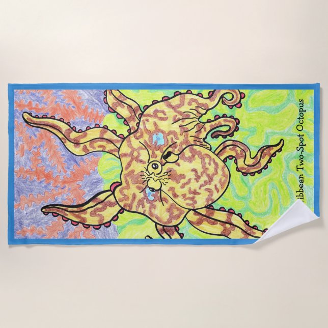 Serviette De Plage Poulpe bimaculé des Caraïbes (Devant)